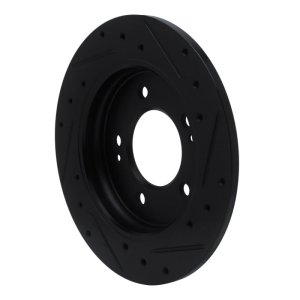 Hyundai Elantra GT Brake Rotor (1) - Rear Left - R1 Concepts - Drilled & Slotted - Black - `17-`25